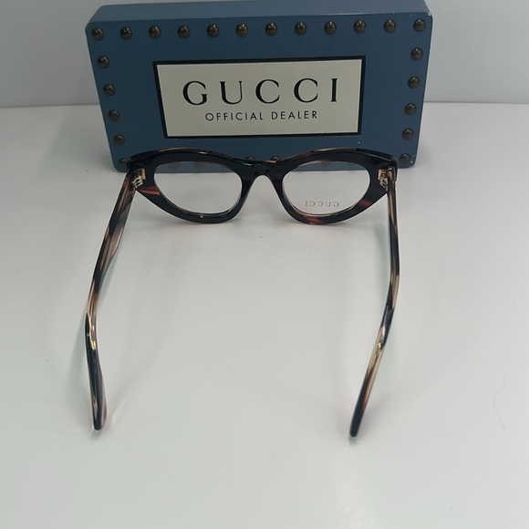 💯- New Authentic Gucci GG1083O 002 havana Cat-eye Logo Sided Glasses - Picture 11 of 17